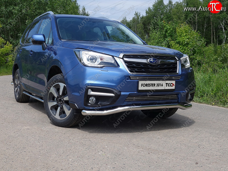 20 599 р. Защита переднего бампера нижняя d60,3 мм ТСС Тюнинг Subaru Forester SJ рестайлинг (2016-2019) (нрежавейка)  с доставкой в г. Пермь