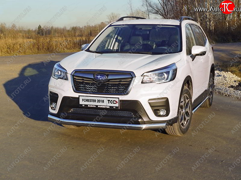25 499 р. Защита переднего бампера нижняя овальная 75х42 мм ТСС Тюнинг Subaru Forester SK/S14 дорестайлинг (2018-2021) (нержавейка)  с доставкой в г. Пермь