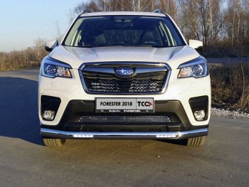 Защита передняя нижняя овальная с ДХО 75х42 мм ТСС Тюнинг Subaru Forester SK/S14 дорестайлинг (2018-2021) (нержавейка)