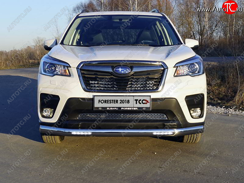 43 999 р. Защита передняя нижняя овальная с ДХО 75х42 мм ТСС Тюнинг Subaru Forester SK/S14 дорестайлинг (2018-2021) (нержавейка)  с доставкой в г. Пермь