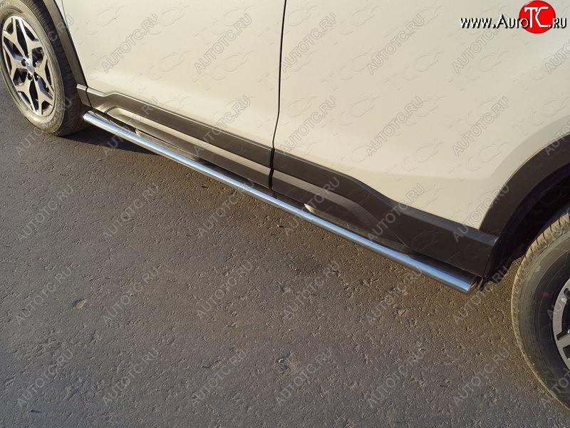 40 799 р. Пороги овальные с накладкой 120х60 мм ТСС Тюнинг  Subaru Forester  SK/S14 (2018-2021) дорестайлинг (серые)  с доставкой в г. Пермь