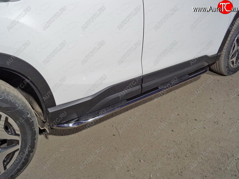 35 999 р. Пороги овальные гнутые с накладкой 75х42 мм ТСС Тюнинг  Subaru Forester  SK/S14 (2018-2021) дорестайлинг (серые)  с доставкой в г. Пермь