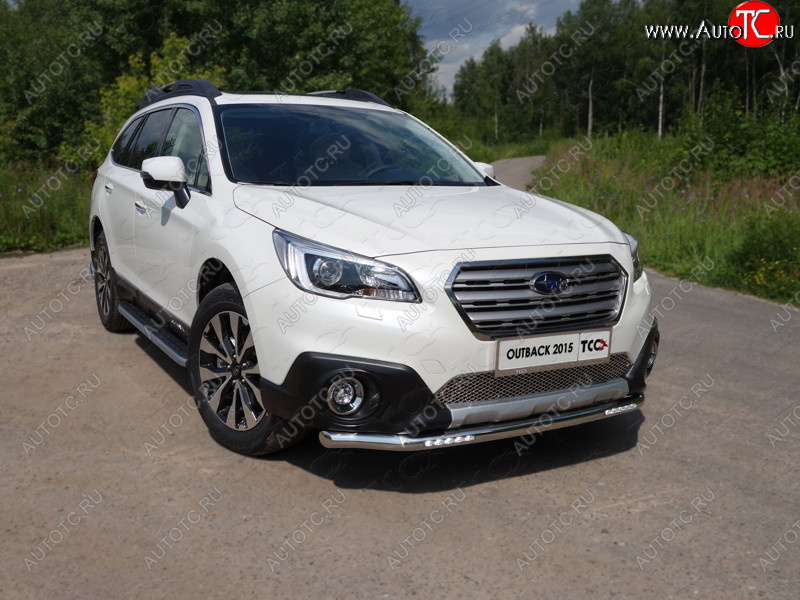 37 999 р. Защита переднего бампера нижняя с ДХО 60,3 мм ТСС Тюнинг  Subaru Outback  BS/B15 (2014-2018) дорестайлинг универсал (нержавейка)  с доставкой в г. Пермь