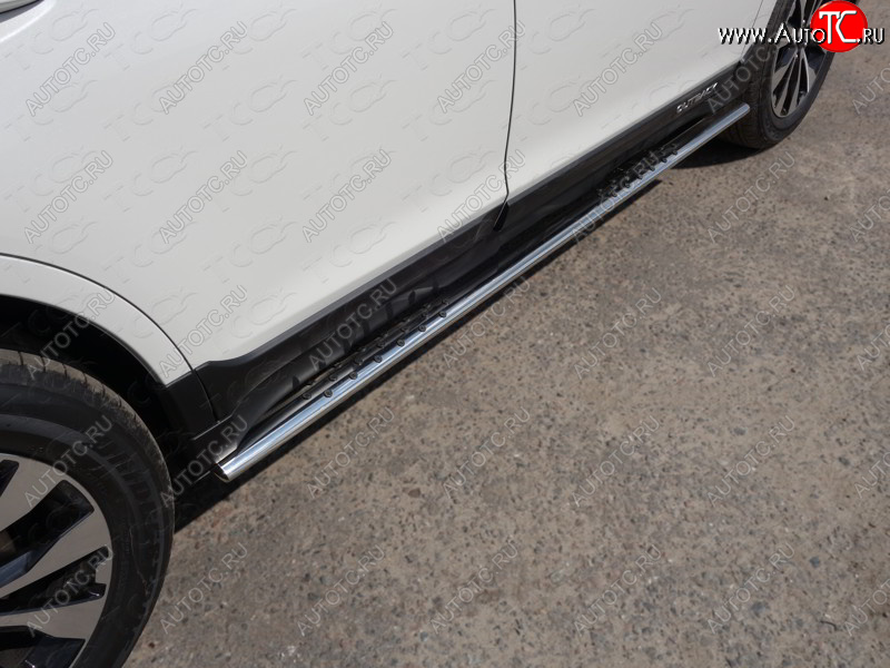 31 399 р. Пороги овальные с проступью 75х42 мм ТСС Тюнинг Subaru Outback BS/B15 дорестайлинг универсал (2014-2018) (серые)  с доставкой в г. Пермь