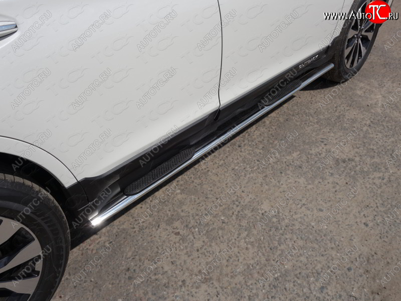 29 749 р. Пороги овальные с накладкой укороченные 75х42 мм ТСС Тюнинг  Subaru Outback  BS/B15 (2014-2018) дорестайлинг универсал (серые)  с доставкой в г. Пермь