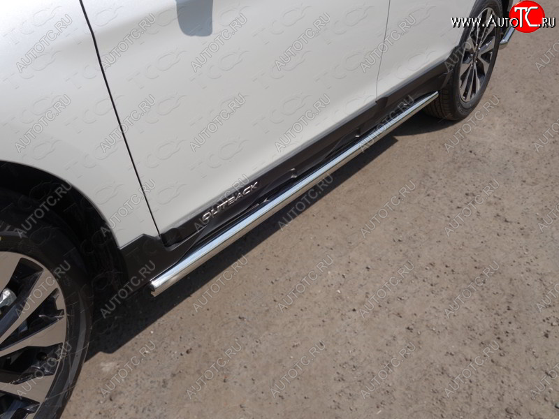 21 599 р. Защита порогов труба 60,3 мм укороченные ТСС Тюнинг  Subaru Outback  BS/B15 (2014-2021) дорестайлинг универсал, рестайлинг универсал (серые)  с доставкой в г. Пермь