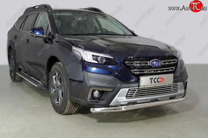 20 749 р. Защита переднего бампера нижняя d60,3 мм ТСС Тюнинг Subaru Outback BT универсал (2019-2025) (нержавейка)  с доставкой в г. Пермь