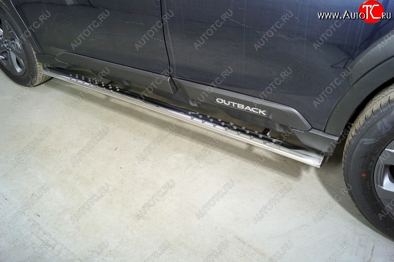 33 799 р. Пороги овальные с проступью 75х42 мм ТСС Тюнинг  Subaru Outback  BT (2019-2025) универсал (серые)  с доставкой в г. Пермь