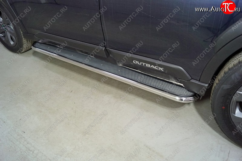 38 999 р. Пороги с площадкой 42,4 мм ТСС Тюнинг  Subaru Outback  BT (2019-2025) универсал (нержавейка)  с доставкой в г. Пермь