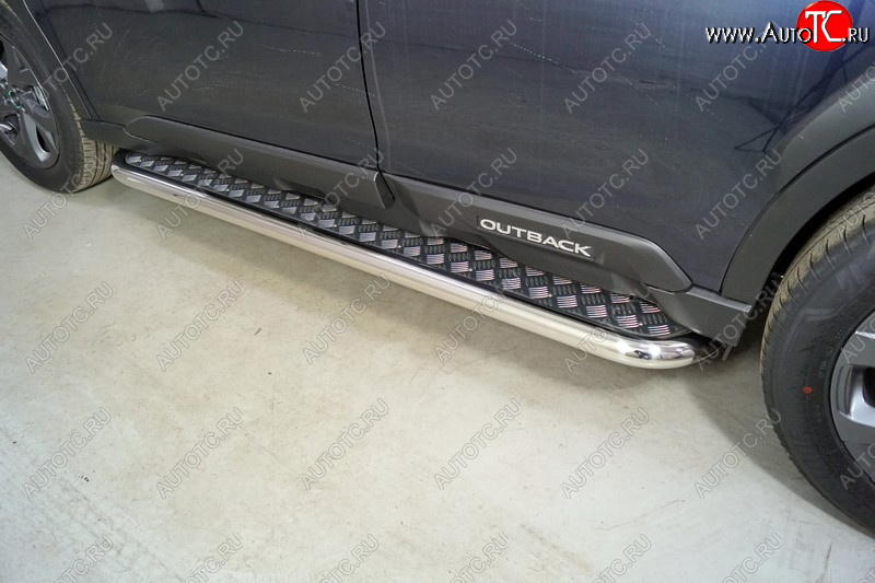 34 799 р. Пороги с площадкой 60,3 мм ТСС Тюнинг  Subaru Outback  BT (2019-2025) универсал (серые)  с доставкой в г. Пермь