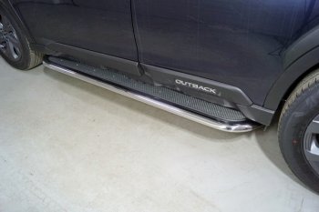 Пороги с площадкой 75х42 мм ТСС Тюнинг Subaru Outback  BT (2019-2025) универсал