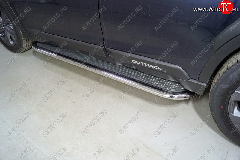 50 999 р. Пороги с площадкой 75х42 мм ТСС Тюнинг  Subaru Outback  BT (2019-2025) универсал (нержавейка)  с доставкой в г. Пермь