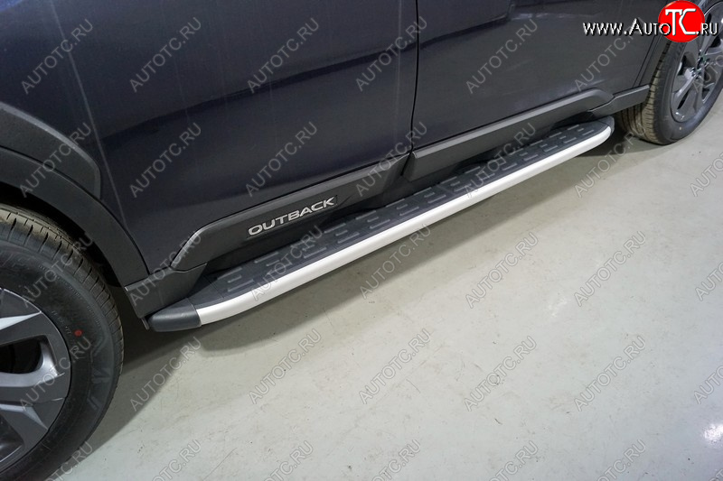 20 599 р. Пороги алюминиевые с пластиковой накладкой ТСС Тюнинг  Subaru Outback  BT (2019-2025) универсал (серые)  с доставкой в г. Пермь