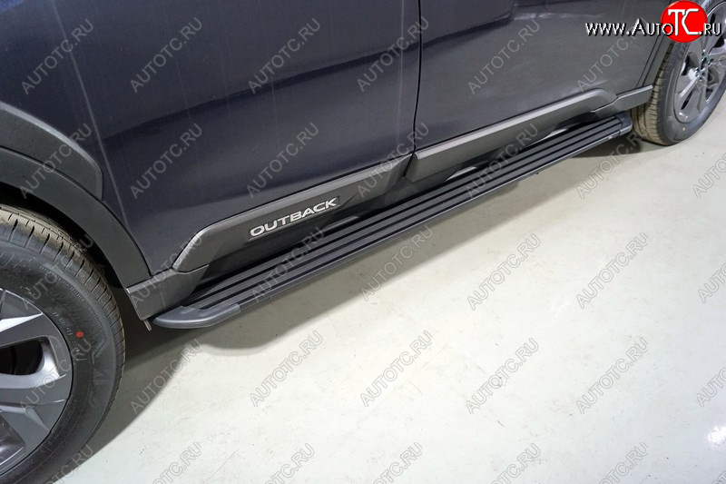 21 999 р. Пороги алюминиевые Slim Line ТСС Тюнинг  Subaru Outback  BT (2019-2025) универсал (Black)  с доставкой в г. Пермь