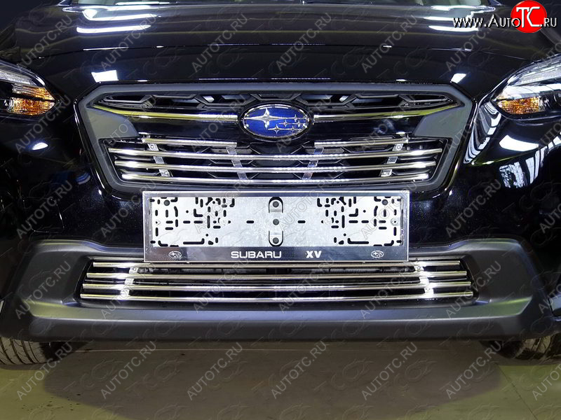 4 999 р. Нижняя декоративная вставка в бампер ТСС Тюнинг  Subaru XV  GT/G24 (2017-2021) дорестайлинг (d 12 мм)  с доставкой в г. Пермь