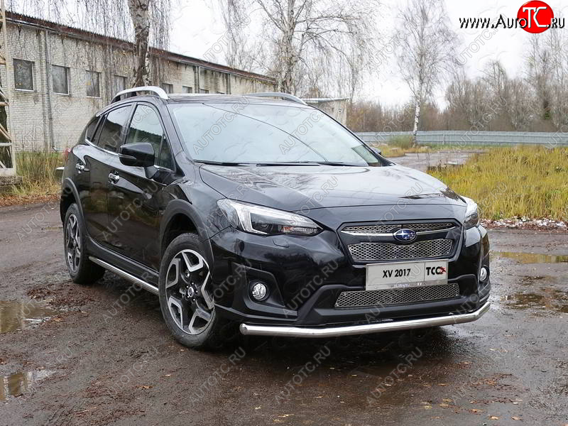17 649 р. Защита переднего бампера нижняя d60,3 мм ТСС Тюнинг  Subaru XV  GT/G24 (2017-2021) дорестайлинг (нержавейка)  с доставкой в г. Пермь