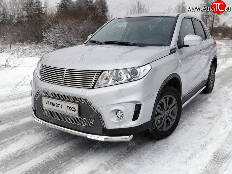 33 849 р. Защита переднего бампера нижняя с ДХО 60,3 мм ТСС Тюнинг Suzuki Vitara LY дорестайлинг (2015-2019) (нержавейка)  с доставкой в г. Пермь