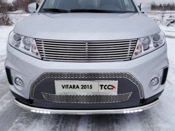 Декоративная вставка переднего бампера ТСС Тюнинг Suzuki Vitara LY дорестайлинг (2015-2019) (d 12 мм)