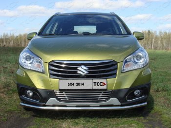 Декоративная вставка переднего бампера ТСС Тюнинг Suzuki SX4  JYB, JYA (2013-2016) хэтчбэк дорестайлинг (d 12 мм)