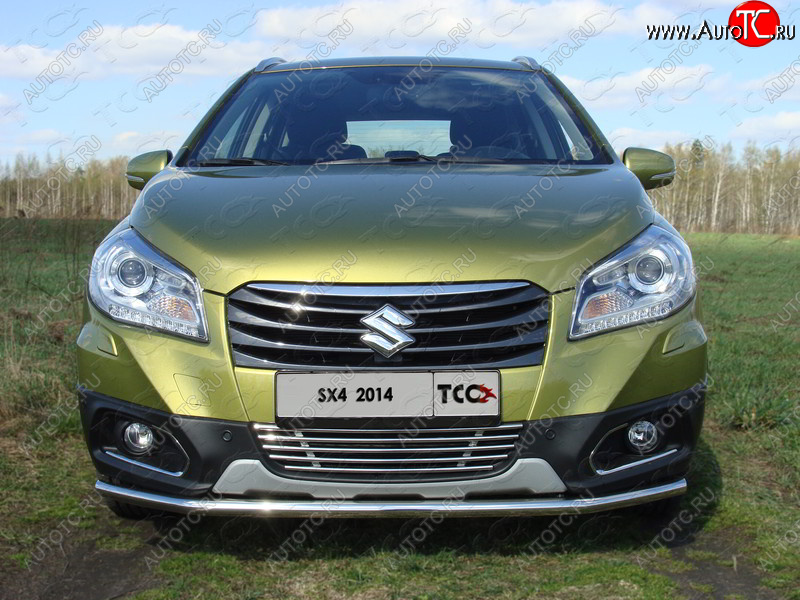 5 849 р. Декоративная вставка переднего бампера ТСС Тюнинг  Suzuki SX4  JYB, JYA (2013-2016) хэтчбэк дорестайлинг (d 12 мм)  с доставкой в г. Пермь