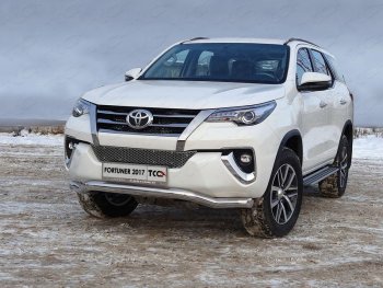 Защита переднего бампера волна d76,1 мм ТСС Тюнинг Toyota Fortuner AN160 дорестайлинг (2015-2020) (нержавейка)