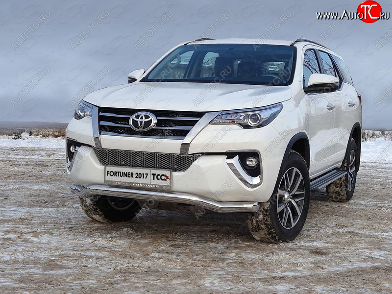 27 599 р. Защита переднего бампера волна d76,1 мм ТСС Тюнинг Toyota Fortuner AN160 дорестайлинг (2015-2020) (нержавейка)  с доставкой в г. Пермь
