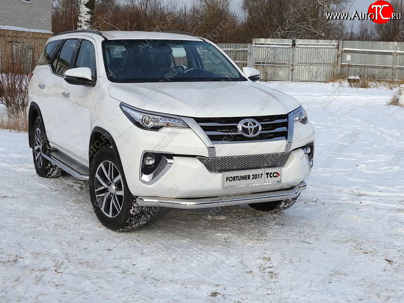 24 999 р. Защита переднего бампера нижняя 76,1 мм ТСС Тюнинг Toyota Fortuner AN160 дорестайлинг (2015-2020) (нержавейка)  с доставкой в г. Пермь