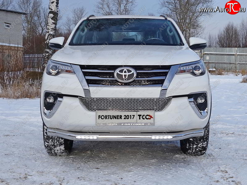 39 749 р. Защита переднего бампера нижняя с ДХО 76,1 мм ТСС Тюнинг Toyota Fortuner AN160 дорестайлинг (2015-2020) (нержавейка)  с доставкой в г. Пермь