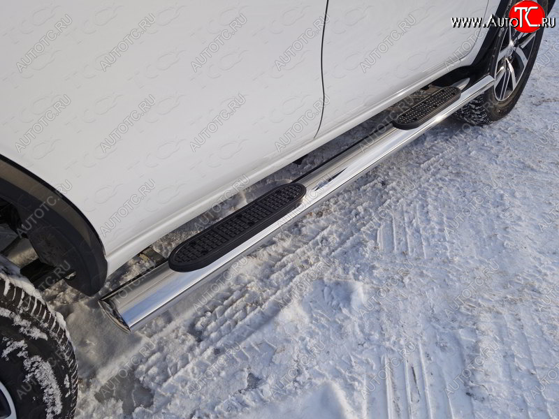 45 999 р. Пороги овальные с накладкой 120х60 мм ТСС Тюнинг Toyota Fortuner AN160 дорестайлинг (2015-2020) (серые)  с доставкой в г. Пермь