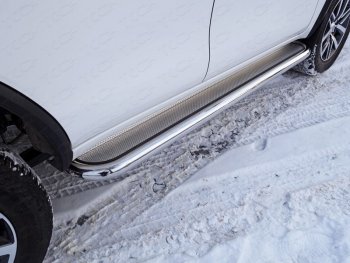 Пороги с площадкой 60,3 мм ТСС Тюнинг Toyota Fortuner  AN160 (2015-2020) дорестайлинг