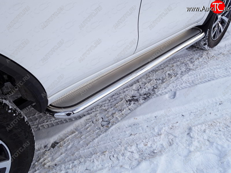 45 999 р. Пороги с площадкой 60,3 мм ТСС Тюнинг Toyota Fortuner AN160 дорестайлинг (2015-2020) (нержавейка)  с доставкой в г. Пермь