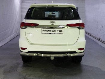 Защита задняя (уголки, нержавейка 76,1 мм) ТСС Тюнинг Toyota Fortuner  AN160 (2015-2020) дорестайлинг