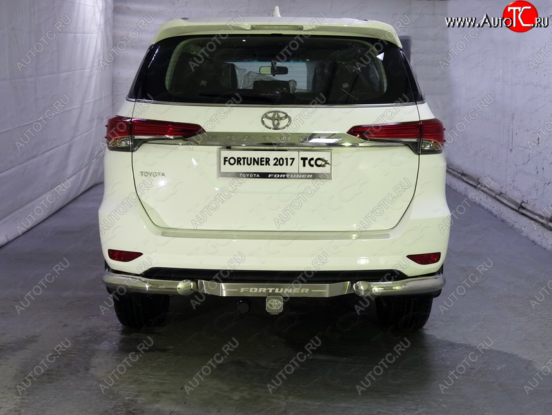 20 599 р. Защита задняя (уголки, нержавейка 76,1 мм) ТСС Тюнинг  Toyota Fortuner  AN160 (2015-2020) дорестайлинг  с доставкой в г. Пермь