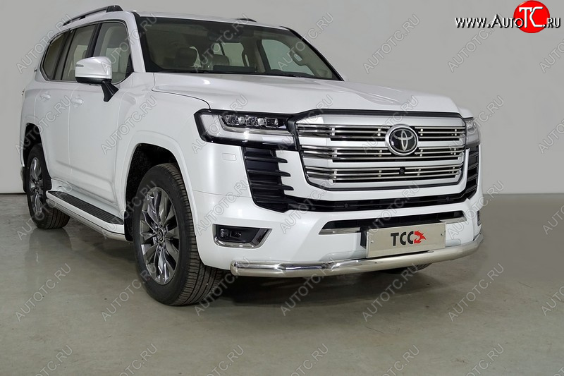 29 999 р. Защита переднего бампера нижняя овальная 75х42 мм ТСС Тюнинг  Toyota Land Cruiser  J300 (2021-2025) дорестайлинг (нержавейка)  с доставкой в г. Пермь