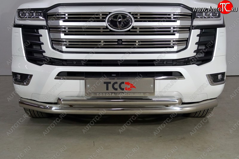36 999 р. Защита передняя нижняя двойная 76,1*60,3 мм Тюнинг  Toyota Land Cruiser  J300 (2021-2025) дорестайлинг (нержавейка)  с доставкой в г. Пермь