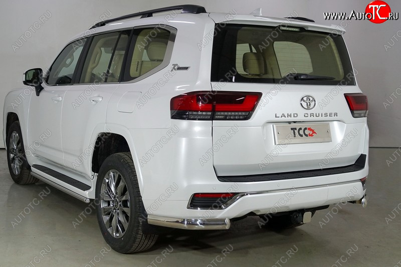 27 999 р. Защита задняя (уголки овальные 75х42 мм) ТСС Тюнинг  Toyota Land Cruiser  J300 (2021-2025) дорестайлинг (уголки овальные)  с доставкой в г. Пермь