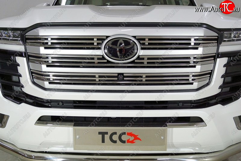 14 699 р. Декоративная вставка решетки радиатора ТСС Тюнинг  Toyota Land Cruiser  J300 (2021-2025) дорестайлинг (d 12 мм)  с доставкой в г. Пермь