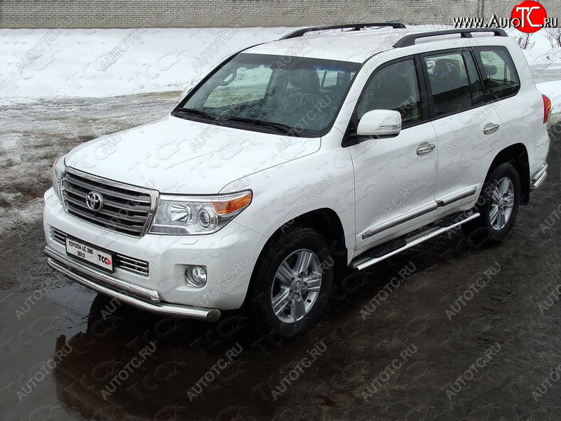 36 299 р. Защита передняя нижняя двойная 76,1*75 мм ТСС Тюнинг Toyota Land Cruiser 200 1-ый рестайлинг (2012-2015) (нержавейка)  с доставкой в г. Пермь