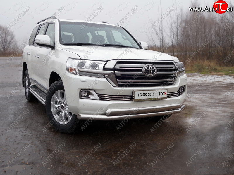 36 299 р. Защита передняя нижняя двойная 76,1*75 мм кроме EXECUTIVE ТСС Тюнинг Toyota Land Cruiser 200 2-ой рестайлинг (2015-2021) (нержавейка)  с доставкой в г. Пермь