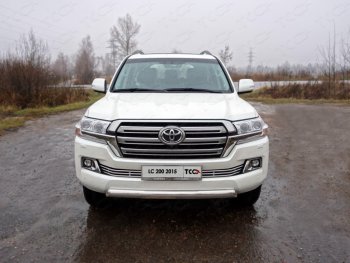 Защита передняя нижняя овальная короткая 75х42 мм кроме EXECUTIVE ТСС Тюнинг Toyota Land Cruiser 200 2-ой рестайлинг (2015-2021) (нержавейка)