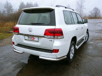 Защита заднего бампера (кроме EXECUTIVE, уголки двойные под фаркоп Е, d76.1/42.4 мм) TCC Toyota Land Cruiser 200 2-ой рестайлинг (2015-2021)