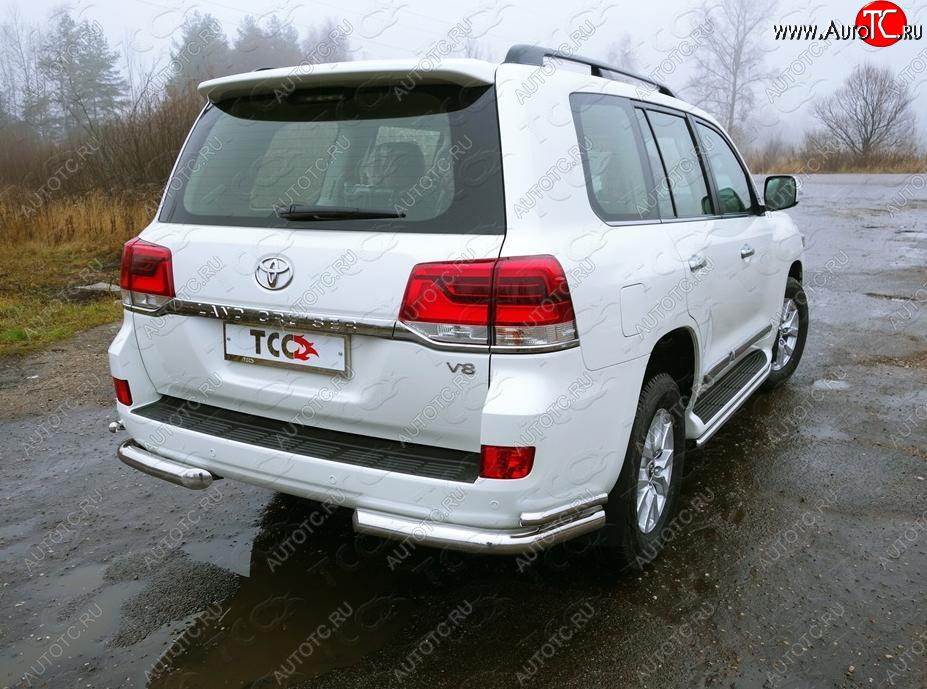 26 499 р. Защита заднего бампера (кроме EXECUTIVE, уголки двойные под фаркоп Е, d76.1/42.4 мм) TCC Toyota Land Cruiser 200 2-ой рестайлинг (2015-2021)  с доставкой в г. Пермь