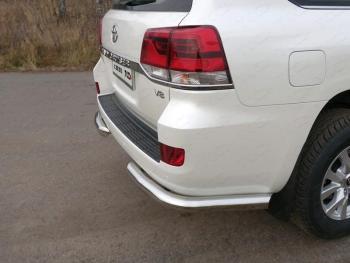 Защита задняя d76,1 мм (уголки под фаркоп Е)(кроме EXECUTIVE) ТСС Тюнинг Toyota Land Cruiser 200 2-ой рестайлинг (2015-2021) (нержавейка)