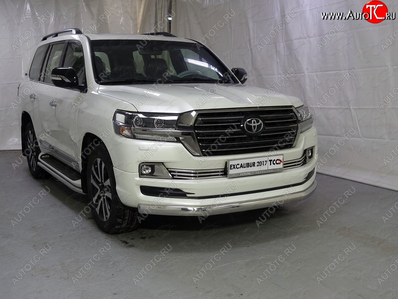 28 299 р. Защита переднего бампера нижняя овальная 75х42 мм ТСС Тюнинг Toyota Land Cruiser 200 2-ой рестайлинг (2015-2021) (нержавейка)  с доставкой в г. Пермь