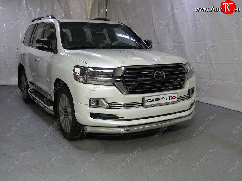 24 999 р. Защита переднего бампера нижняя d76,1 мм (EXCALIBUR) ТСС Тюнинг Toyota Land Cruiser 200 2-ой рестайлинг (2015-2021) (нержавейка)  с доставкой в г. Пермь