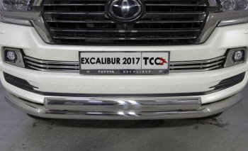 Декоративная вставка переднего бампера (EXCALIBUR) ТСС Тюнинг Toyota Land Cruiser  200 (2015-2021) 2-ой рестайлинг (d 16 мм)