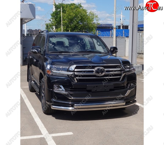 36 299 р. Защита передняя нижняя двойная 76,1*75 мм EXECUTIVE LOUNGE Тюнинг Toyota Land Cruiser 200 2-ой рестайлинг (2015-2021) (нержавейка)  с доставкой в г. Пермь