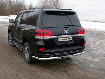 Защита задняя (уголки овальные, нержавейка 75х42 мм) ТСС Тюнинг Toyota Land Cruiser 200 2-ой рестайлинг (2015-2021) (уголки овальные)
