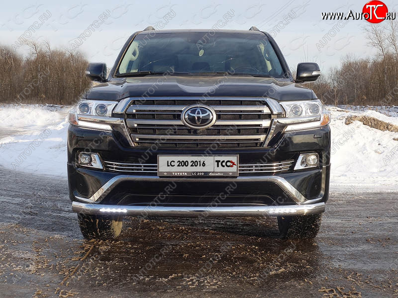 51 999 р. Защита передняя нижняя овальная длинная с ДХО 75х42 мм EXECUTIVE ТСС Тюнинг  Toyota Land Cruiser  200 (2015-2021) 2-ой рестайлинг (нержавейка)  с доставкой в г. Пермь