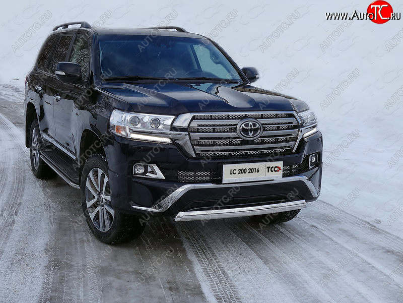 23 899 р. Защита передняя нижняя овальная короткая 75х42 мм ТСС Тюнинг  Toyota Land Cruiser  200 (2015-2021) 2-ой рестайлинг (нержавейка)  с доставкой в г. Пермь